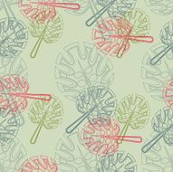 Seamless colorful background made of abstract palm leaves