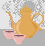 Coffee pot and coffee Cup