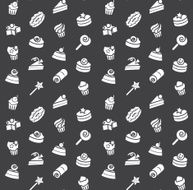 Seamless pattern of bakery and cake icons Candy sweet set