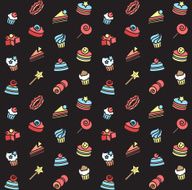 Seamless pattern of bakery and cake icons Candy sweet set N3