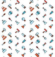Constructing and building icons seamless pattern