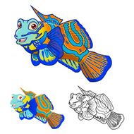 High Quality Mandarinfish Cartoon Character