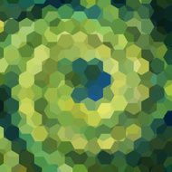 abstract background consisting of green hexagons swirled into a spiral