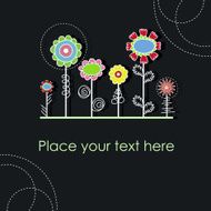 Multicolored flowers on a blue background