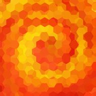 background consisting of yellow orange hexagons swirled into a spiral