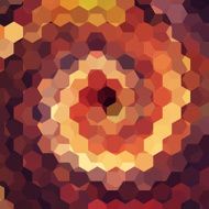 background consisting of brown orange hexagons swirled into a spiral