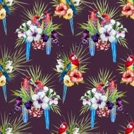 Watercolor vector rosella bird pattern
