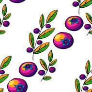 Vector seamless pattern of bright blue berries N3
