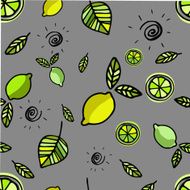 Seamless pattern with lemons on grey