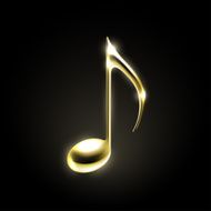 Golden metallic music note sign