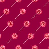 Red and pink lollipop spiral candies seamless background