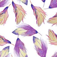 Watercolor pattern with feathers N6