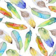 Watercolor pattern with feathers N7