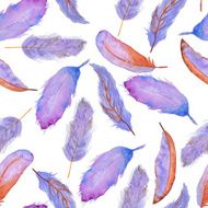 Watercolor pattern with feathers N8