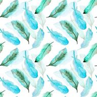Watercolor pattern with feathers N10