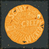 Halloween hand lettering on the round moon background N2