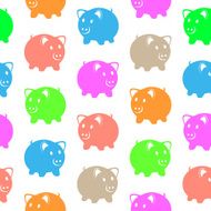 Seamless pattern with colorful pigs
