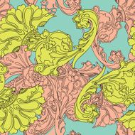 Seamless pattern with floral ornament - Illustration