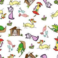 Seamless pattern with hand drawn pets