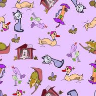 Seamless pattern with hand drawn pets N2