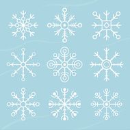 set of vector snowflakes flat icons
