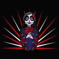 Vector Color Halloween Matreshka Illustration