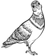Vector Black and White Tattoo Dove Illustration