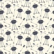 Retro BBQ grill seamless pattern