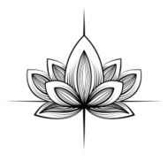 Vector Tattoo Lotus Black and White Illustration