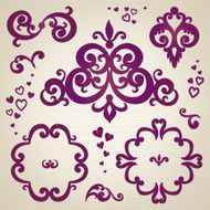 Vector set with ornament in Victorian style N2