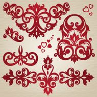Vector set with ornament in Victorian style N3