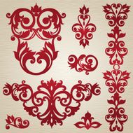 Vector set with ornament in Victorian style N4
