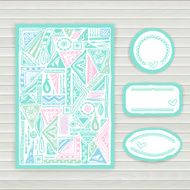 Stickers and card with tribal pattern