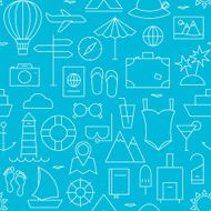 Thin Summer Holiday Line Vacation Resort Seamless Blue Pattern