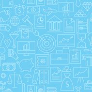 Thin Line Finance Business Money Seamless Blue Pattern
