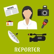 Reporter profession flat icons and symbols