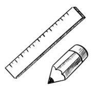 Pencil and ruler sketch icons N2