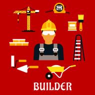 Builder and construction flat icons