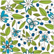 Blueberry seamless pattern with flowers