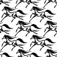 Racing horses outline seamless pattern