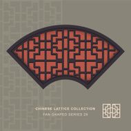 Chinese window tracery fan shaped frame 29 cross square