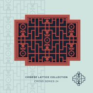 Chinese window tracery cross frame 24 flower pattern