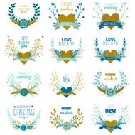 Christmas calligraphic wishes and winter elements