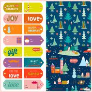 Vintage Christmas and New Year greeting stickers