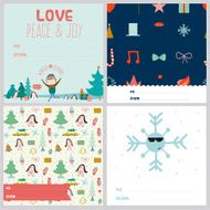 Square Christmas and New Year greeting cards