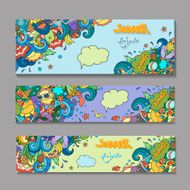 banner templates set with doodles summer time theme N2