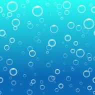 Bubbles in water on blue background horizontal seamless pattern Circle