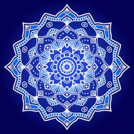 White and blue graphic indian floral mandala