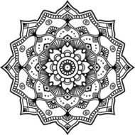 Black graphic indian floral mandala
