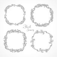 Set of floral decorative frames